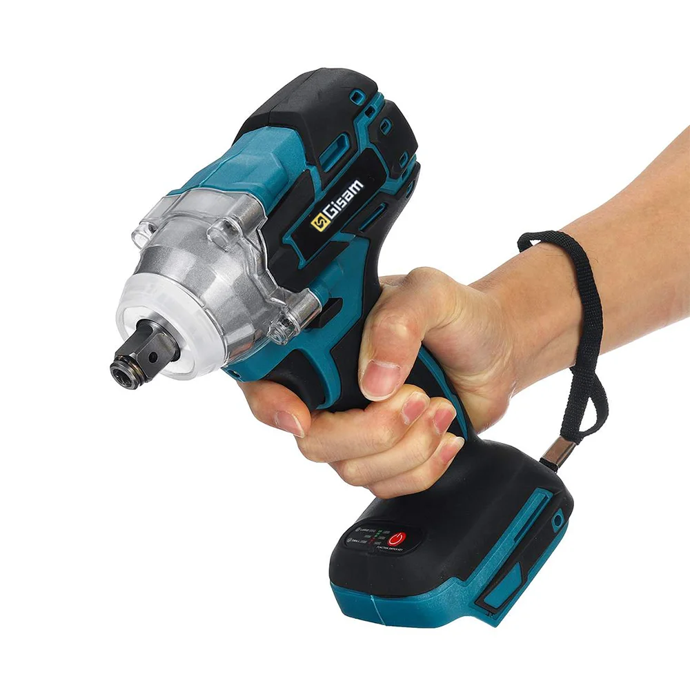 Gisam Chave de Impacto Elétrica Chave de Fenda sem Fio Brushless Ferramenta Elétrica Recarregável Drill Driver Luz Led para Makita 18v Massa - Image 3