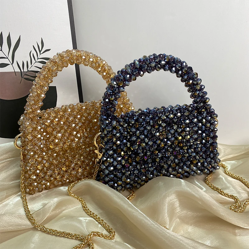 Crystal Bead Bags Customized Fashion Handmade Acrylic Woven Flap