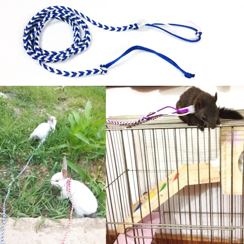 Adjustable pet hamster harness rope gerbil cotton rope harness lead collar for rat mouse hamster pet cage leash 1.4m