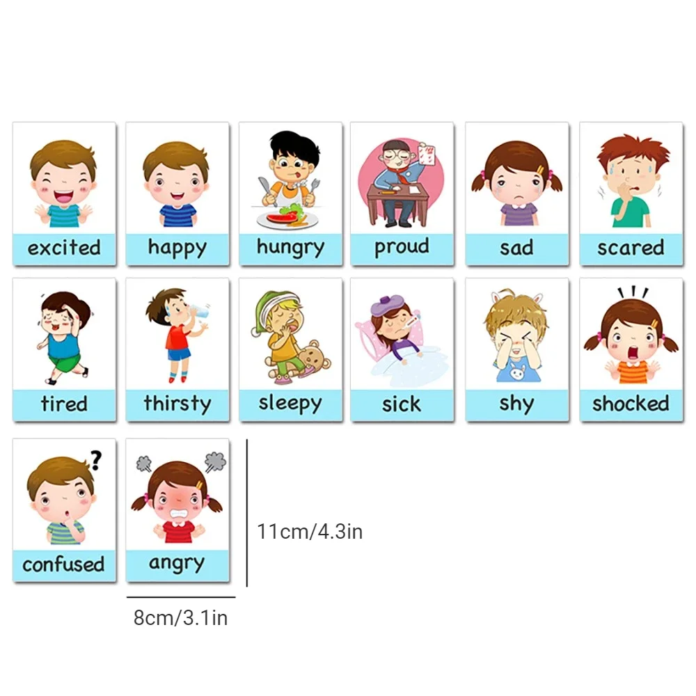 Baby Montessori Toys Emotion Weather Learning Card Cartoon English Flash Cards Kids Learning Toys Educational Toys for Children 5