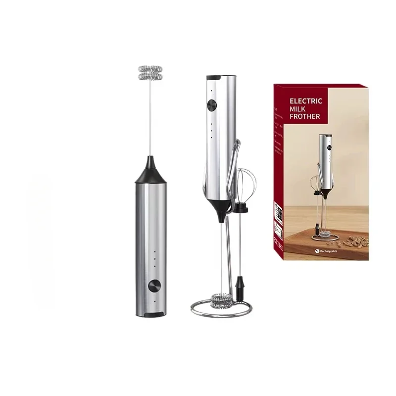 2in1 Electric Egg Beater USB Rechargeable Milk Frother Whisk Coffee Mixer Double Heads Milk Frothers Baking Stirrer Food Blender 2