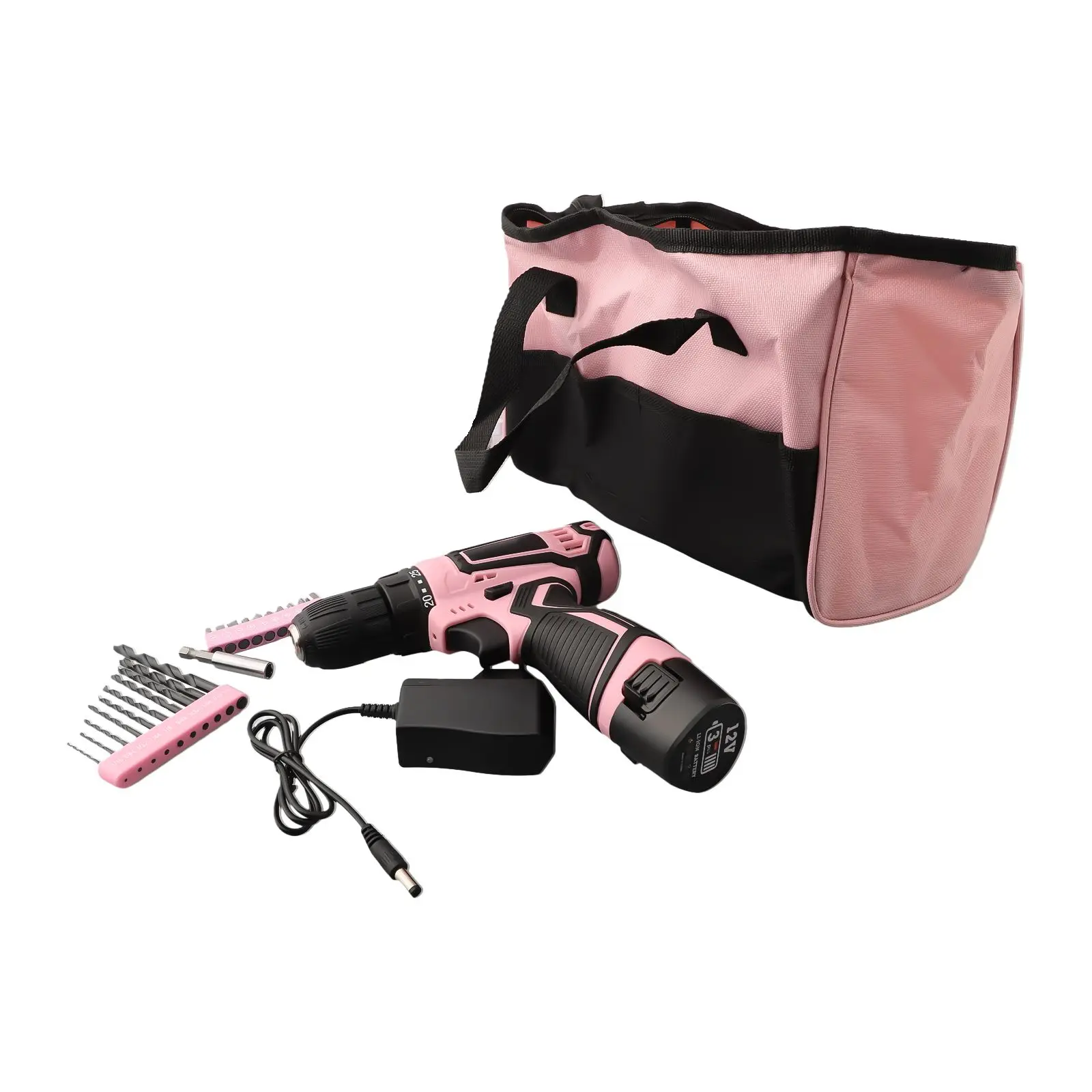 

Nature and Comfortable Pink Drill Set 12V Cordless Screwdriver with 2 PCS Dentures Teeth for Temporary Teeth Restoration