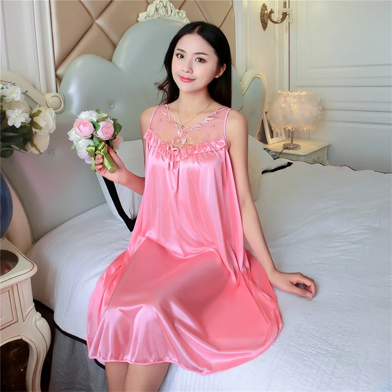 Women's Sleepwear Plus Size Night Dress Nightie Ice Silk Home Clothes For Bedroom