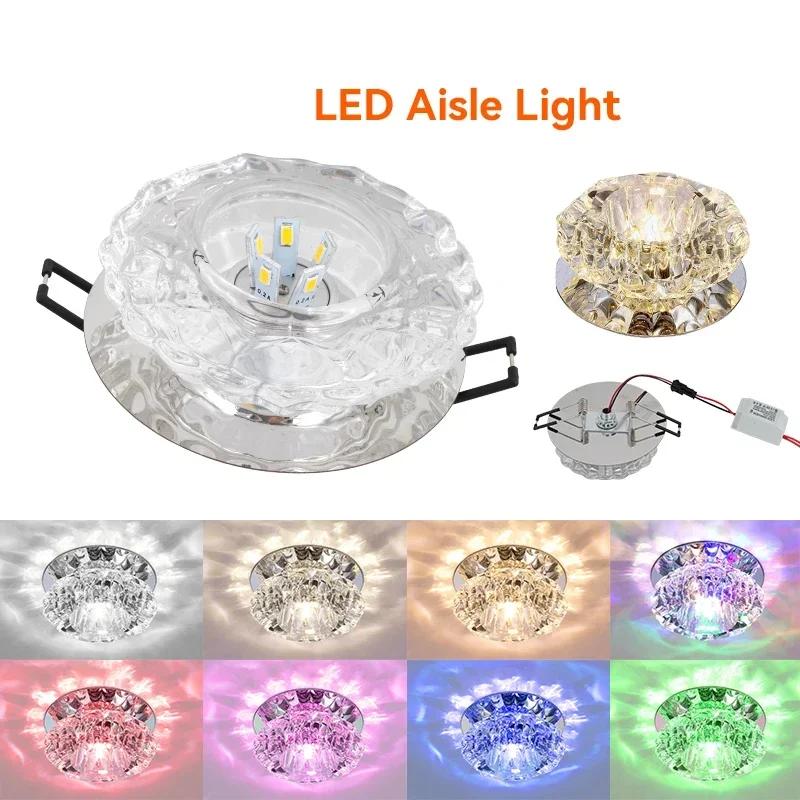Crystal LED Ceiling Lamp for Aisles and Living Spaces