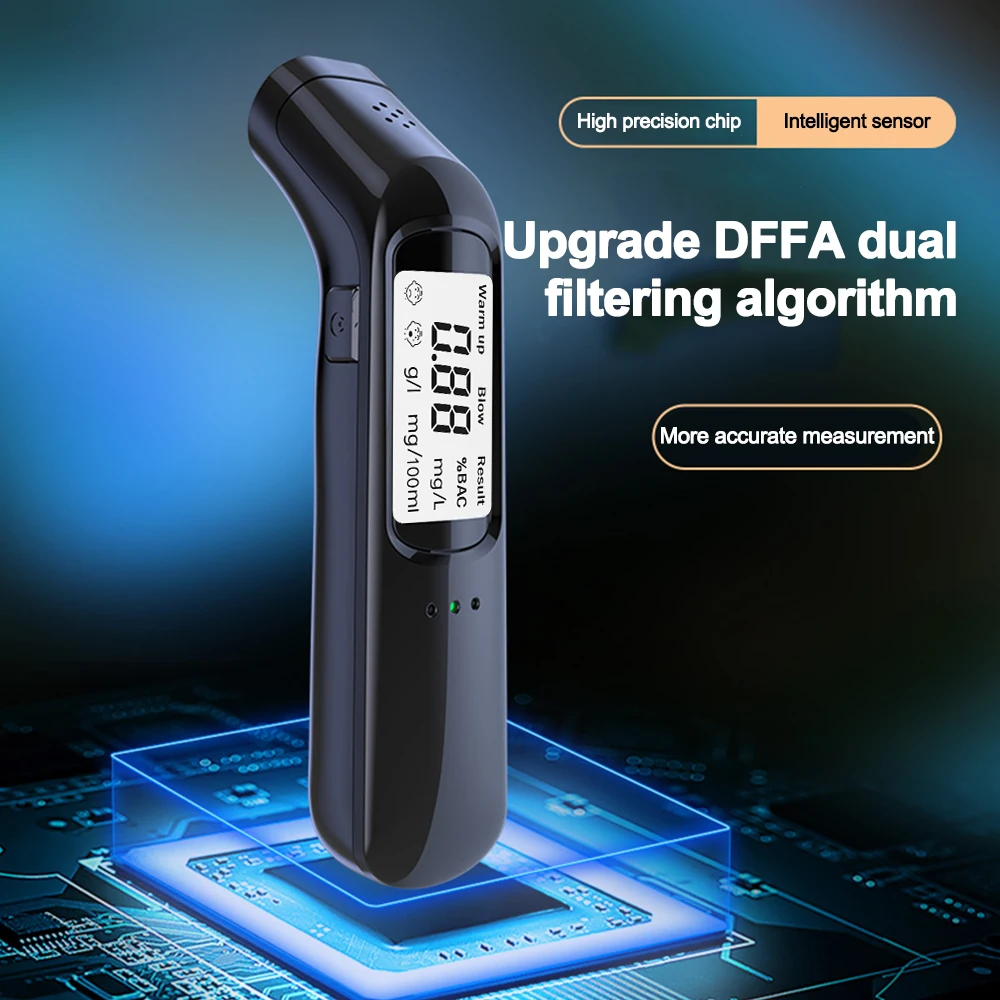 Non Contact Alcohol Tester with Digital Lcd Display Three Indicator Light Rechargeable Professional Breath Alcohol Test Tool