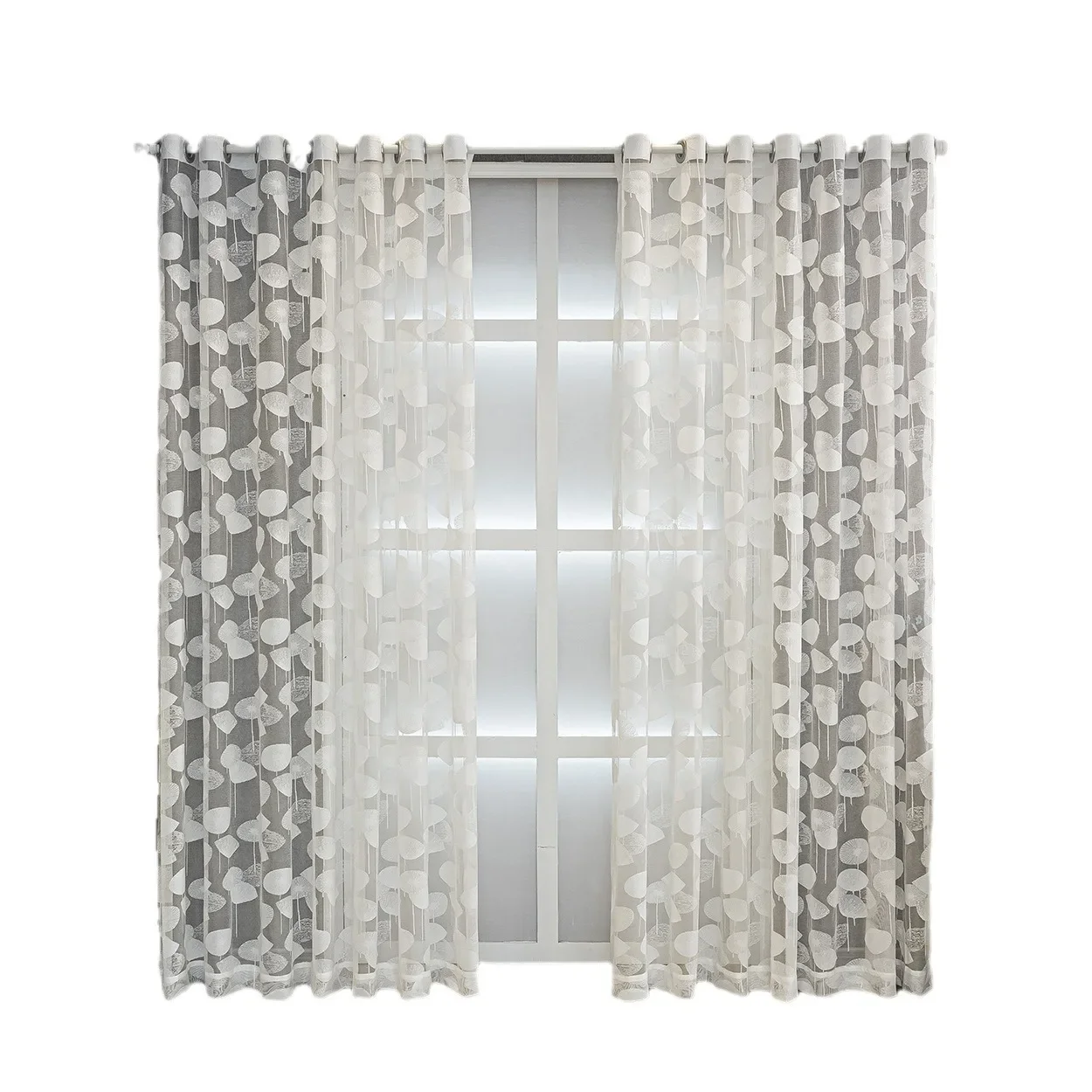 1pc Embossed Leaf High Precision Embroidered Gauze Curtains for Living Room Finished Window Curtains for Bedroom 5