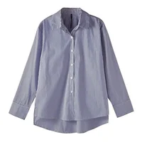 AOSSVIAO 2026 Blouse Classique Rayée Femme Printemps Automne Chemise Ample à Col Montant et Manches Longues Lanterne Blusas Tops 5