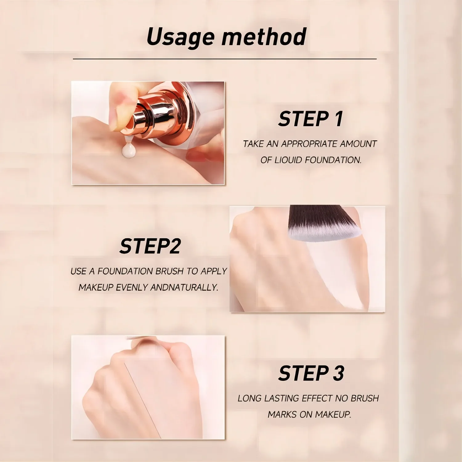 Description Picture 4 of itemLiquid Foundation Brush Soft Synthetic Bristles Streak-Free for Liquid Cream All Skin Types Face Makeup Tool