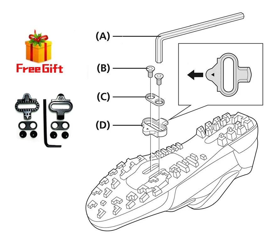 Cycling Shoes MTB SPD Cleat Self-locking Road Bicycle