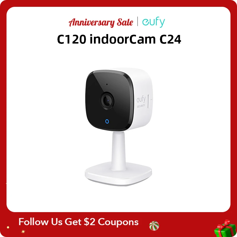 eufy Security Solo IndoorCam C24 IP Camera Wifi 2K 2-Way Audio Camera Wi-Fi Human Pet AI Works Voice Assistants Night Vision Cam hd wifi camera ai human detection ip ap cam cloud storage real time monitoring camcorder max 128g supports remote playback