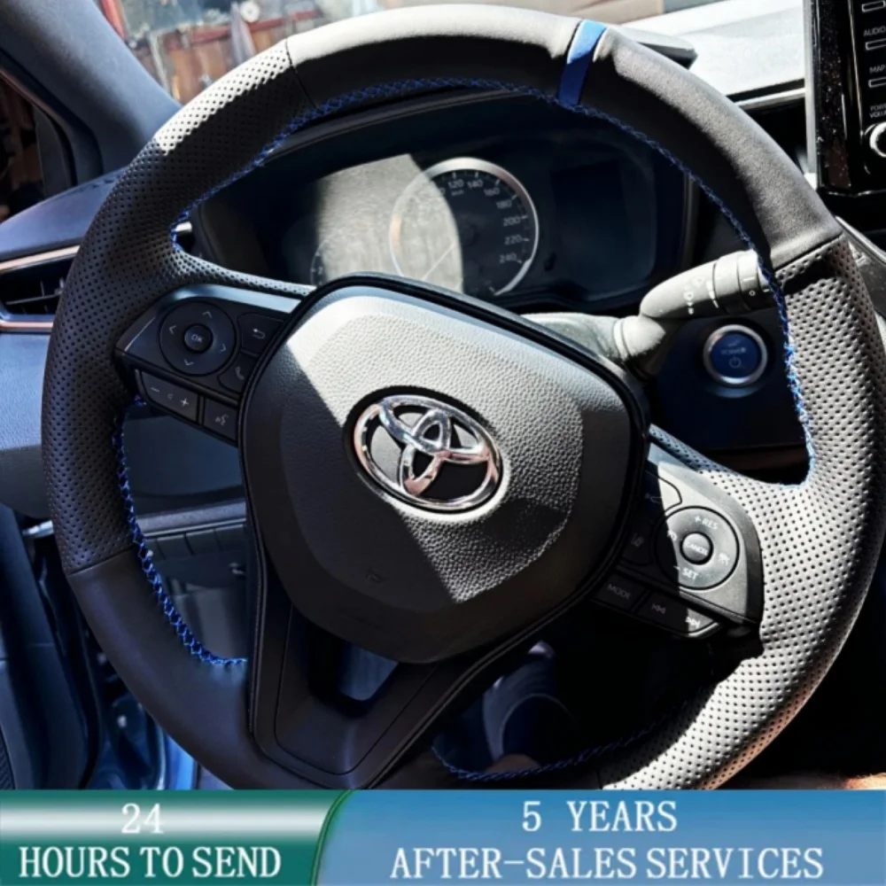 Customized Car Steering Wheel Cover Hand Sewing Microfiber Leather For Toyota Corlla Camry Yaris Auris C-HR RAV4 Car Accessories