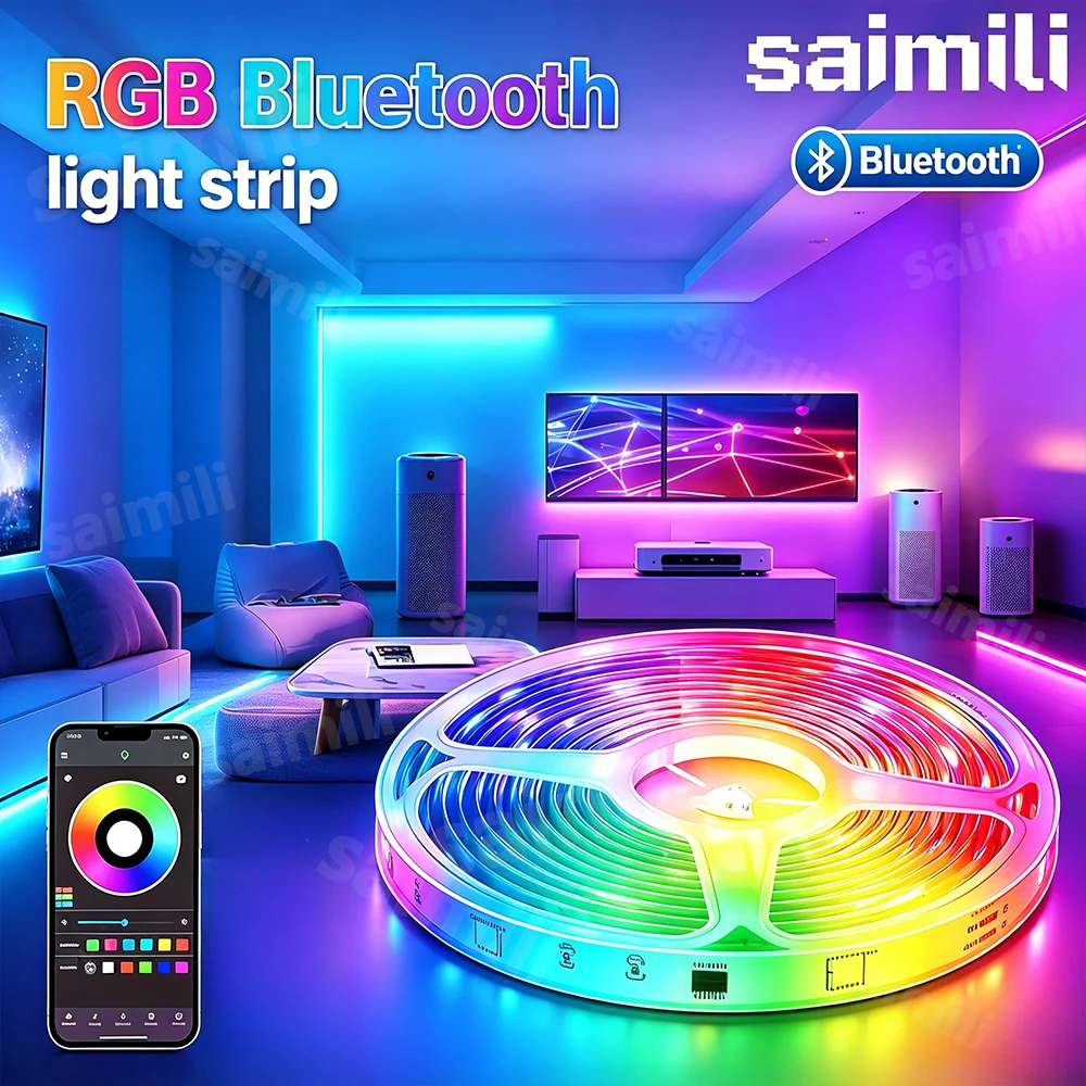 RGB LED 스트립 조명 USB 5V 유연한 다이오드 리본 블루투스 앱 음악 동기화 TV 백라이트 파티 홈 데코 조명