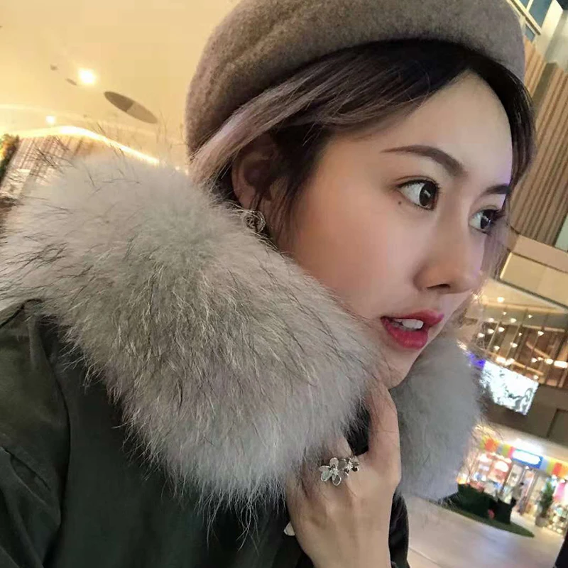 2023 Real Raccoon Fur Collar Women Winter Blue Natural Fur Scarves Fashion Neck Warmer Femme Scarf 13cm 15cm 18cm Width Shawl 6