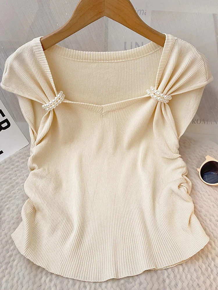 

Women Solid Color Knitting Sweater Vest 2023 Summer New French Retro Slim Fit Fashion Temperament Pullovers