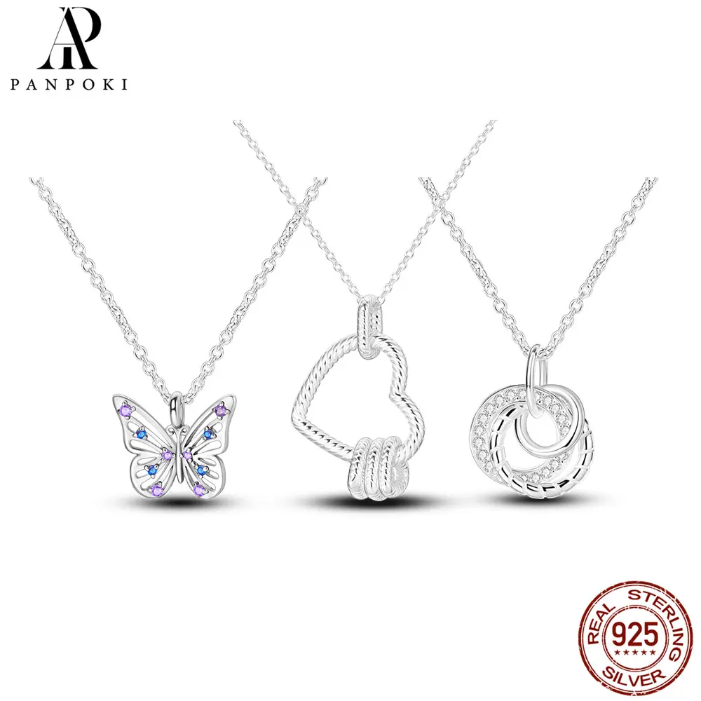 Silver Necklace 9 Style Sterling Silver 925 Women Heart Butterfly Pendant