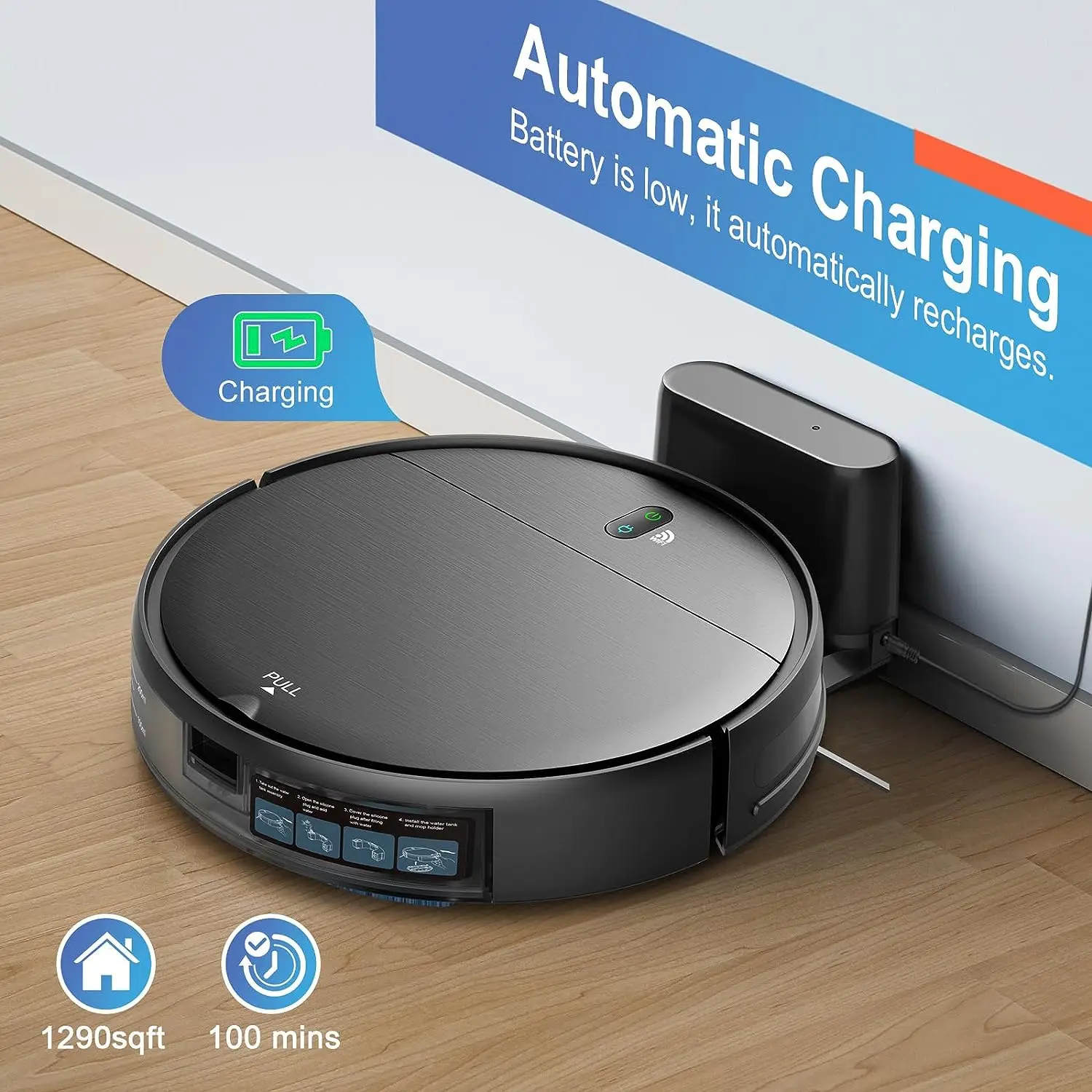 GOOVI Robot Vacuum Cleaner 6000Pa Power Auto Charging App Control Water Tank Wet Mopping Robot Vacuum Cleaner Electric Sweeper 3