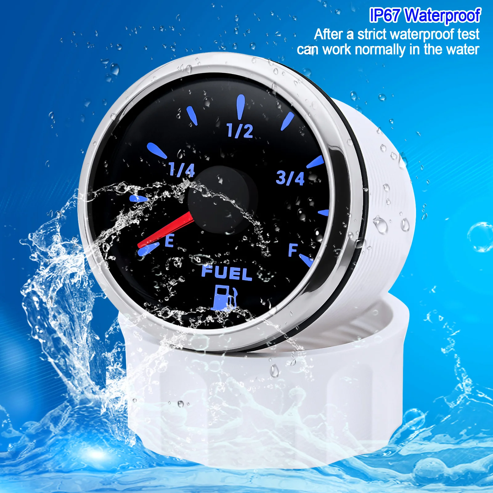 2" 52mm Fuel Level Gauge With 7 Color Light 0-190ohm Oil Tank Level Meter Indica