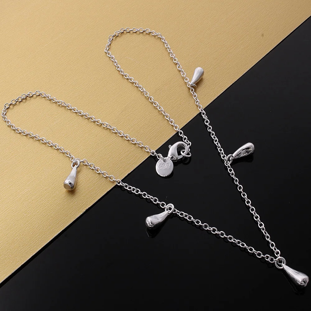 

Trending Charms 925 Stamped Silver Fine Five Water Drop Pendant Necklaces for Women Fashion Party Wedding Jewelry Gifts