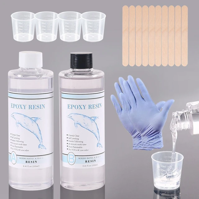 1:1 Clear Epoxy Resin Crystal Clear Art Resin Epoxy 2 Part Epoxy Casting  Resin Kit with Measuring Cups, Stick, Silicone Gloves - AliExpress