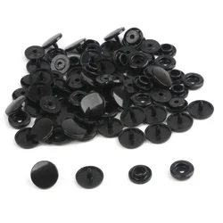 10 Sets of Round Plastic Snap Button Fasteners - T5(12MM) (Black)