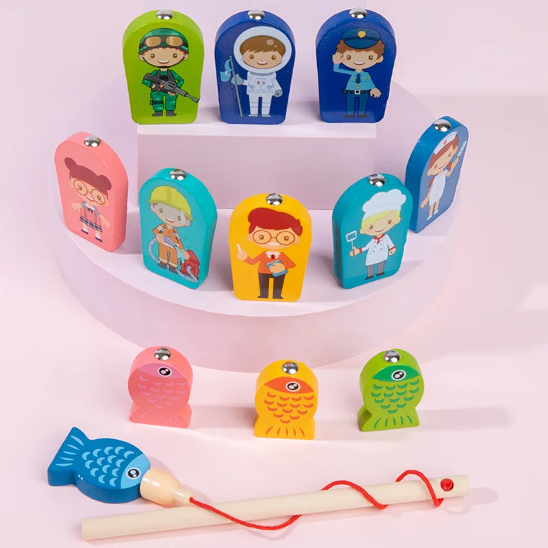Kids Montessori Math Toys For Toddlers Educational Wooden Puzzle Fishing Toys Count Number Shape Matching Sorter Games Board Toy