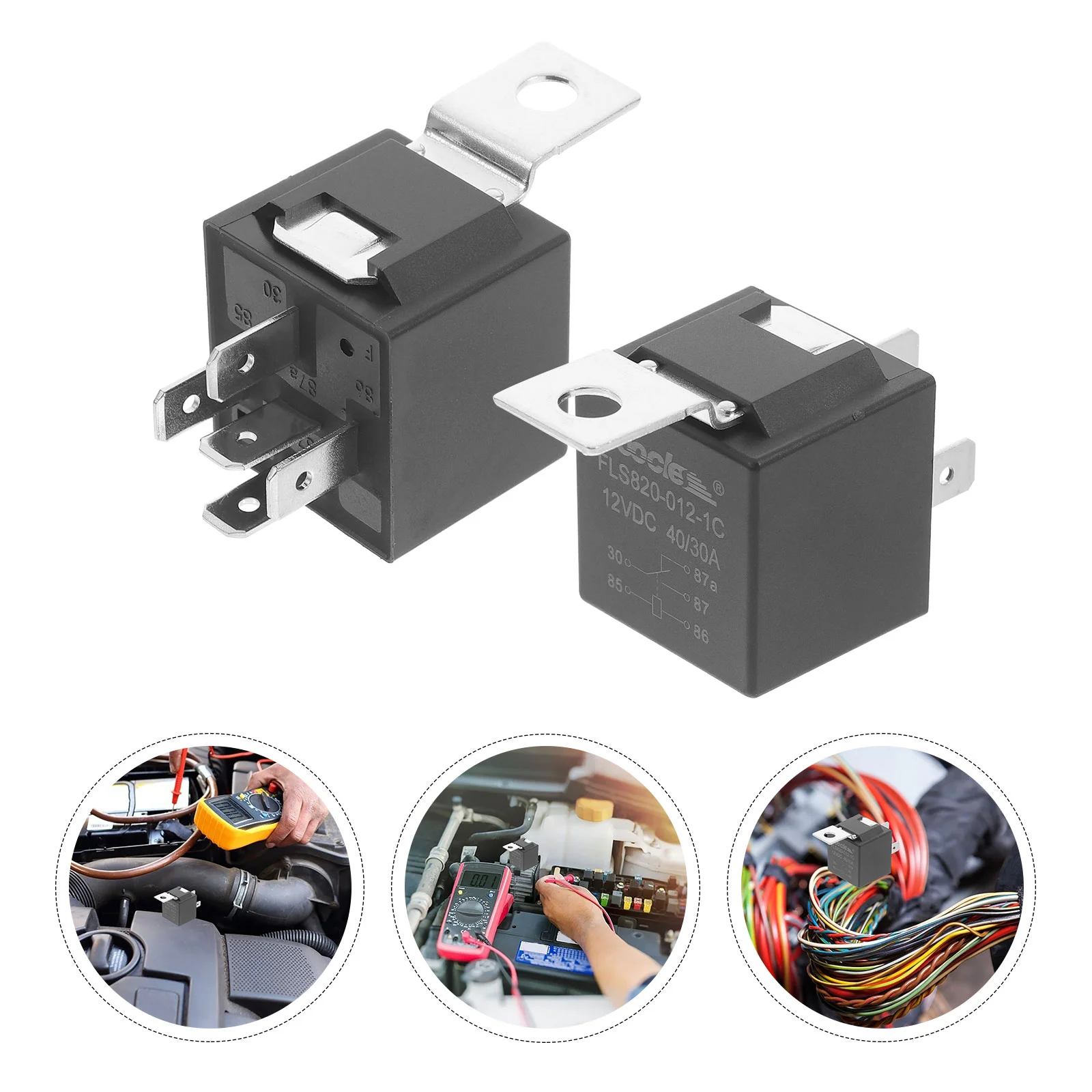 

2 Pcs Automotive Relay for 30 Amp Metal Replacement Accessories 5 Pin 12V Car Part