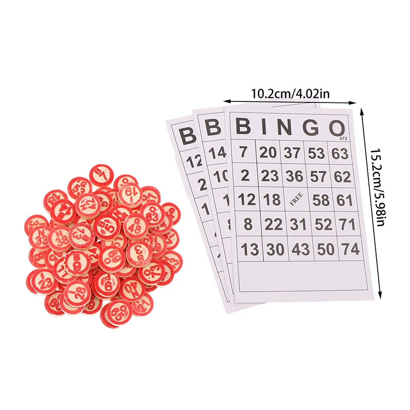 40Pcs Bingo Cards Easy Read 75 Numbers Chips Card Game Board Game Activity Intelligence Educational Bingo Toys For Kids bingo game set,plastic bingo markers,plastic game chips