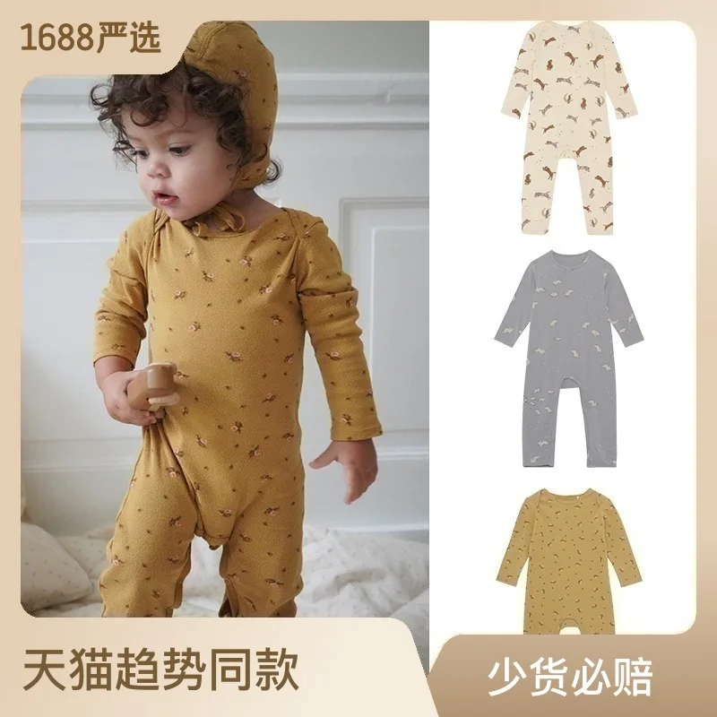 

Jenny&Dave Infant and toddler printed jumpsuit autumn new baby pullover long sleeved crawling suit Nordic style newborn clothes