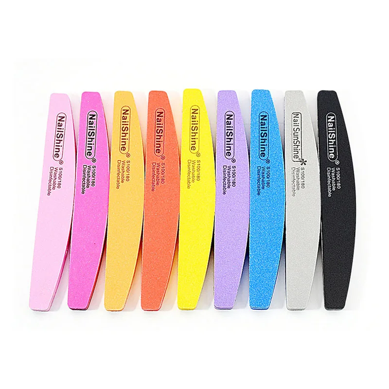 Description Picture 4 of item10pcs/lot Halfmoon Double Side Nail files buffer 100/180 Polishing Grinding Manicure Pedicure Nail Buffers File Tools
