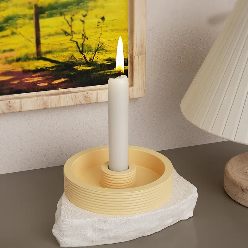 

Round Candle Holder Silicone Mold Handmade Aromatherapy Plaster Candle Holder Cement Mold Home Desktop Decor