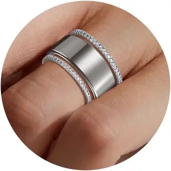 2-Pack 14K Gold Plated Stacking Rings for Oura Gen 4/Oura Gen 3, Cubic Zirconia Simulated Diamond Oura Ring Stack for Women 1