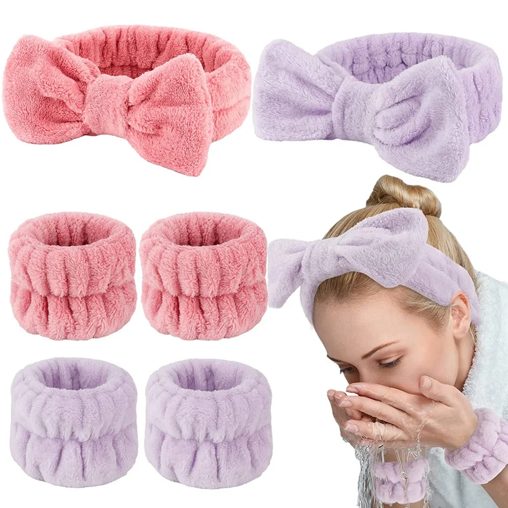 3pcs set anti wetting sleeves for women coral fleece wash face headbands washing prevent wetness wrist washband cleaning tools 3Pcs/Set Anti-Wetting Sleeves For Women Coral Fleece Wash Face Headbands Washing Prevent Wetness Wrist Washband Cleaning Tools