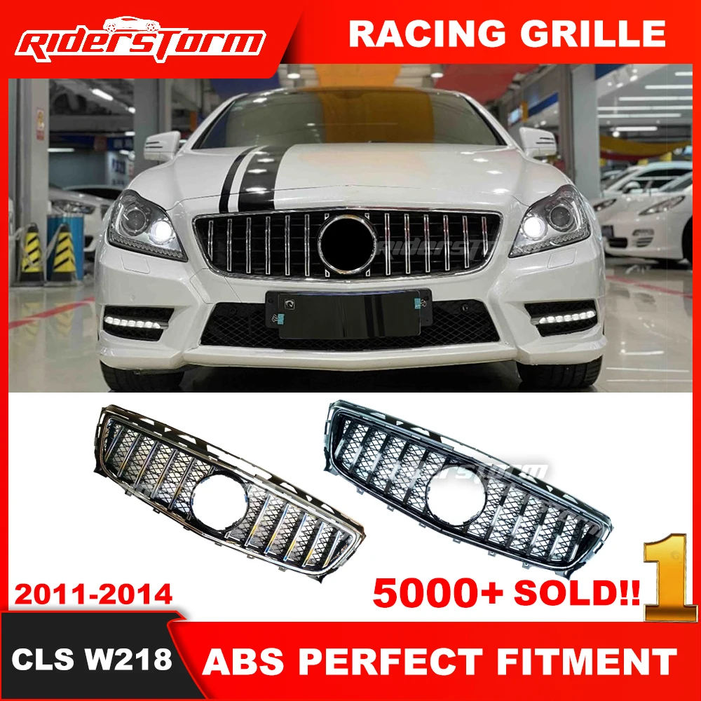 Parrilla Delantera Estilo Panamericana GT Para Mercedes CLS C218 (2011-2014) - Cromada, Plástico ABS