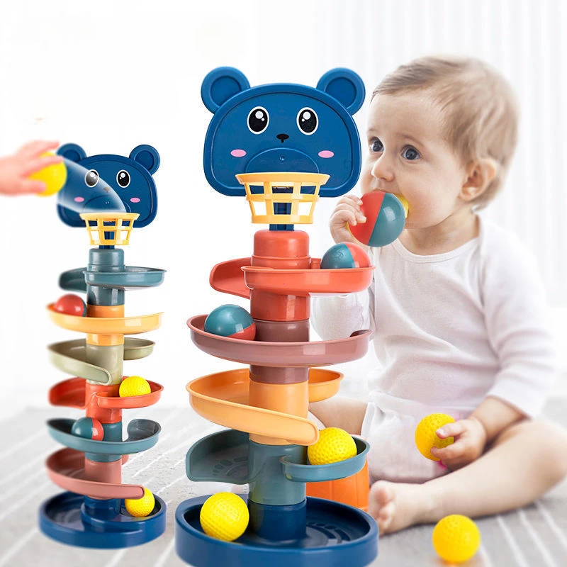 Baby Educational Fun Track Slide Ball Baby Rolling Ball Early Education Stacking Turn Toy Tower Toddler Gifts For Children Kids