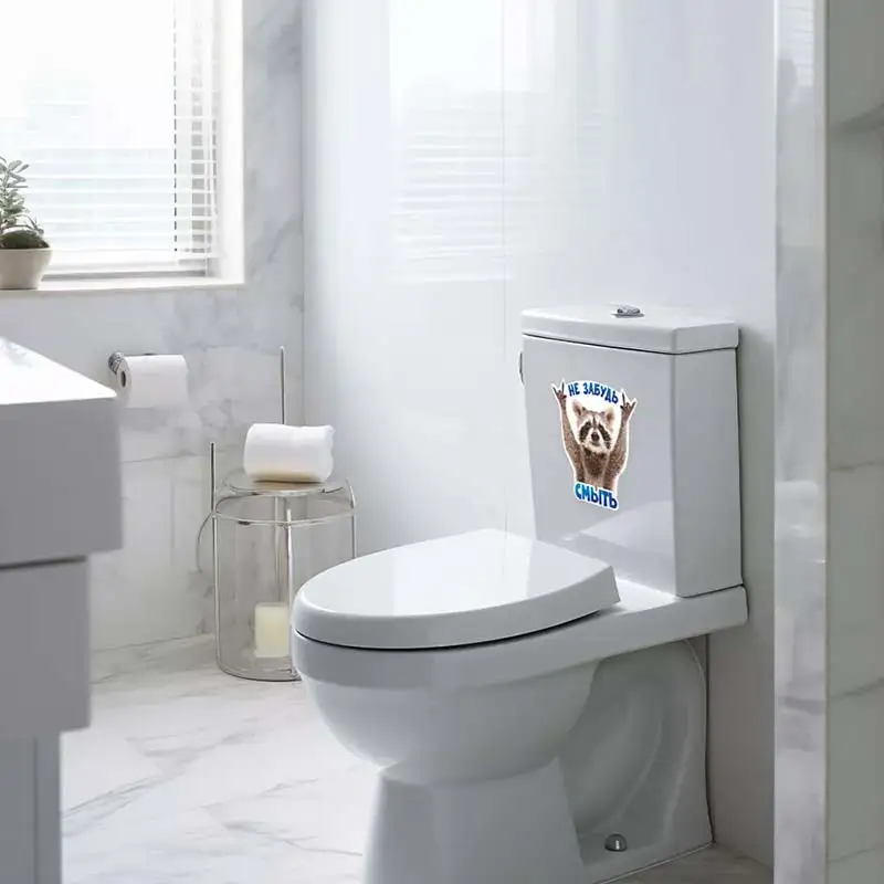 Наклейка виниловая прикол на унитаз Енот "Не забудь смыть"- Wall Stickers Bathroom Toilet Decor Home Decals S109