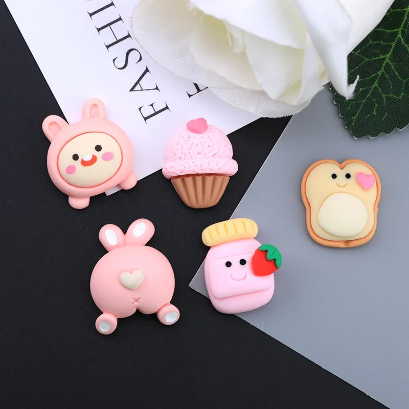 

10Pcs Cartoon Rabbit Lce Cream Resin DIY Storage Box Shoes Hat Icebox Barrette Mobile Phone Case Scrapbook Flat Back Patch