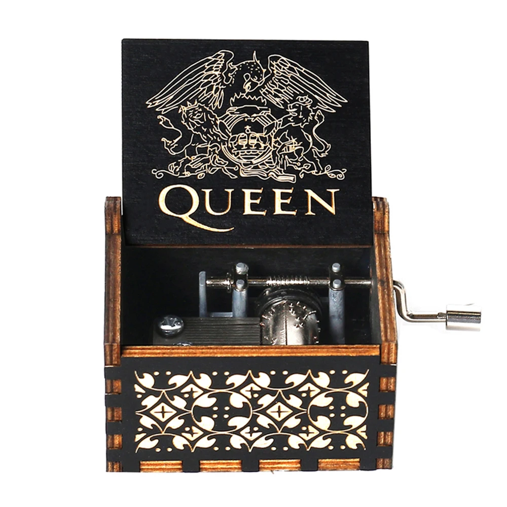 Carousel Music Box Music Box Vintage Wood Queen Music Box Anime Theme Music Rose Life Wooden Handcranked Box New Year's Birthday Gift