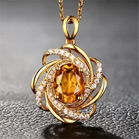 Real 18K Gold 2 Carats Topaz Pendant Women Luxury Yellow Gemstone 18 K Gold Necklace Crystal Jewelry Pendant Womens Accessoires 3