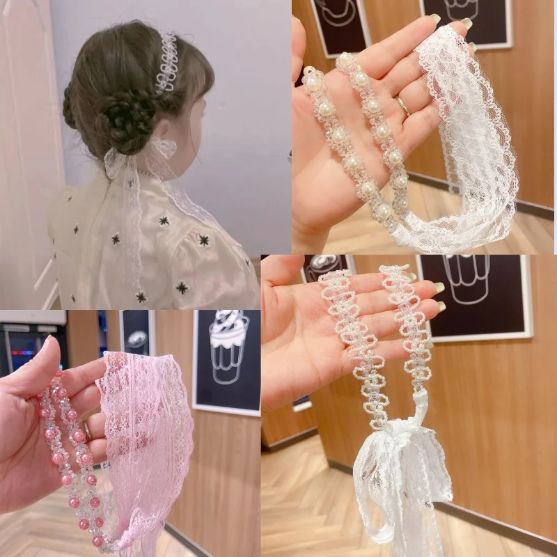 Shining Girl Sweet Super Fairy Little Girl Crystal Pearl Headband Children