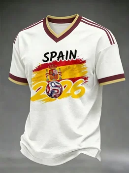 T-shirt da uomo 2026 Maglia da calcio con bandiera nazionale Grafica calcistica T-shirt casual estiva Abbigliamento sportivo per tifosi