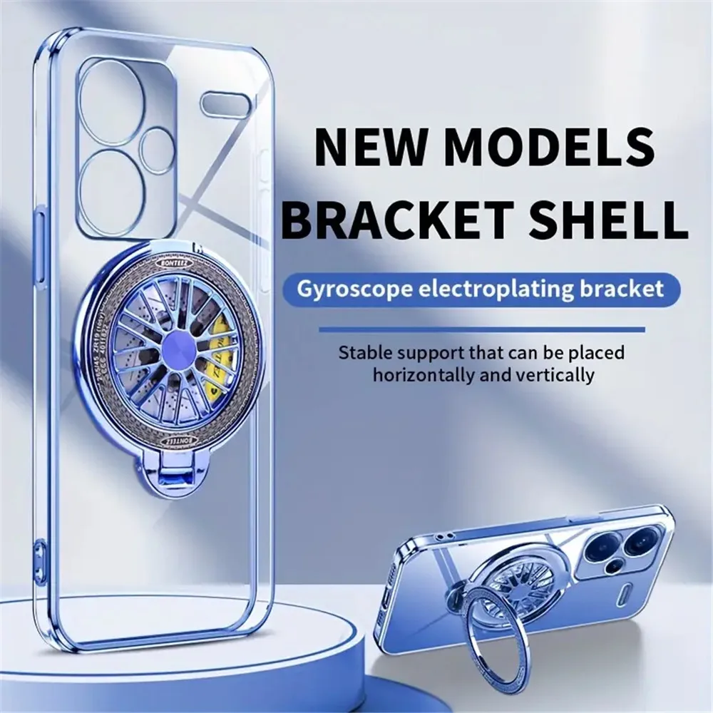 Luxury Magnetic Gyroscope Bracket Case with Clear Plating Cover