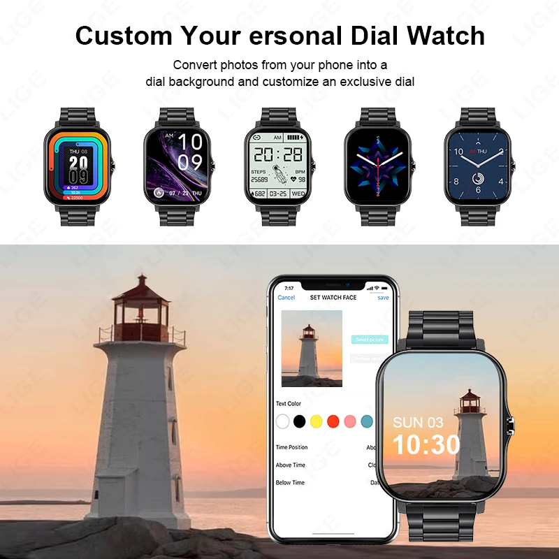 LIGE Smart Watch 2024 For Xiaomi Huawei Music Heart Rate Health Monitor Watches Men Ultra Low Power Multi-function Smartwatch