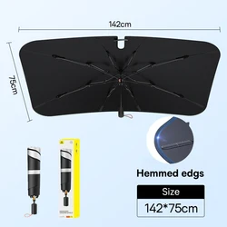 Baseus Car Windshield Sunshade Umbrella with Hemmed Edges - Front Window Sun Protection Cover (142 x 75cm)