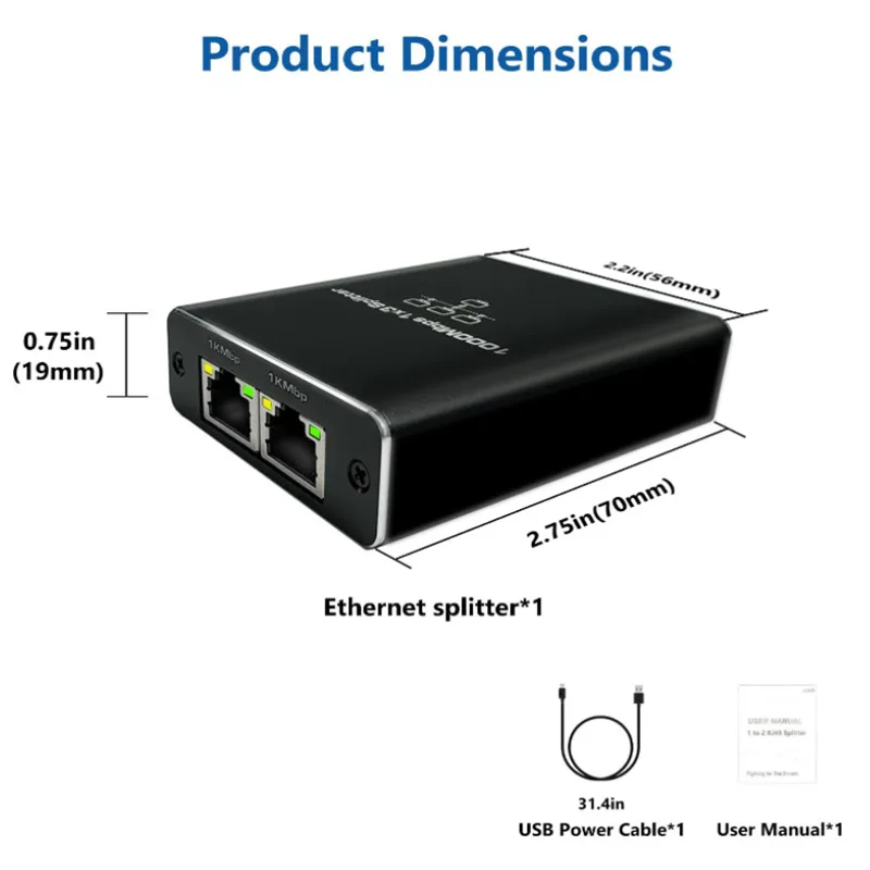 Gigabit Ethernet RJ45 Adapter & Splitter - High-Speed Network Extender