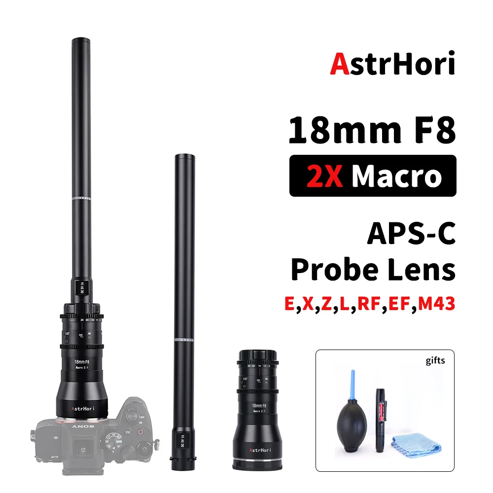 Astrhori 18Mm F8 2X Macro Probe Lens For Sony E Nikon Z Fuji X Canon Rf Ef M43 L Mount Cameras Aps-C Lens