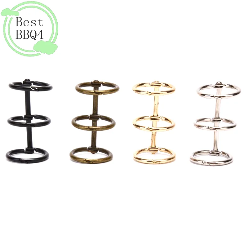 (BBQ4) 2개 금속 3링 루즈리프 종이 바인더 DIY 제작 노트 앨범 스크랩북 스파이럴 원형 링 버클 클립