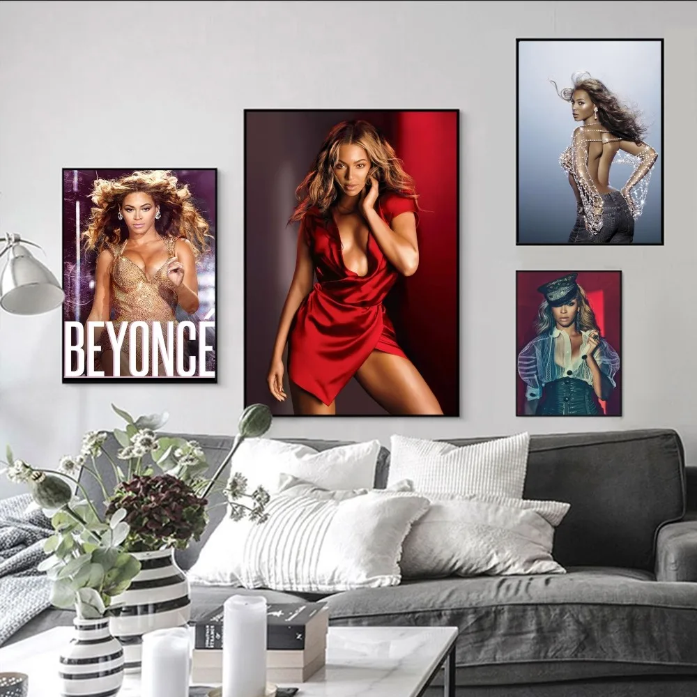 

Retro B-Beyonce singer Poster Self-adhesive Art Poster Retro Kraft Paper Sticker DIY Room Bar Cafe Vintage Decorative Painting