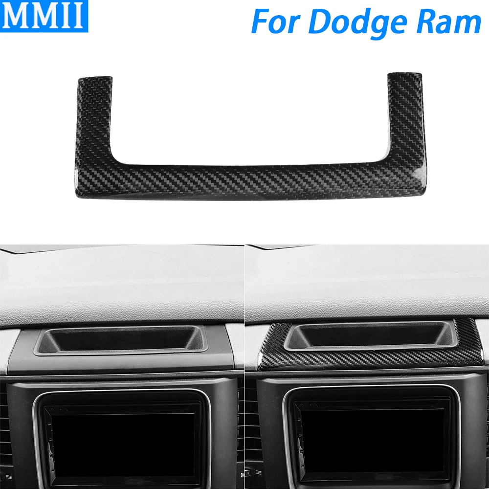 

For Dodge Ram 1500 2013-2018 Real Dry Carbon Fiber Dashboard Storage Box Panel Cover Trim Car Interior Decoration Accessories