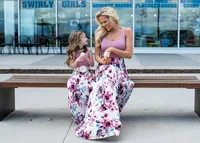Matching Family Outfits Mother Daughter Dresses Summer Sleeveless Floral Long Dress Mom And Daughter Dres Clothes 2
