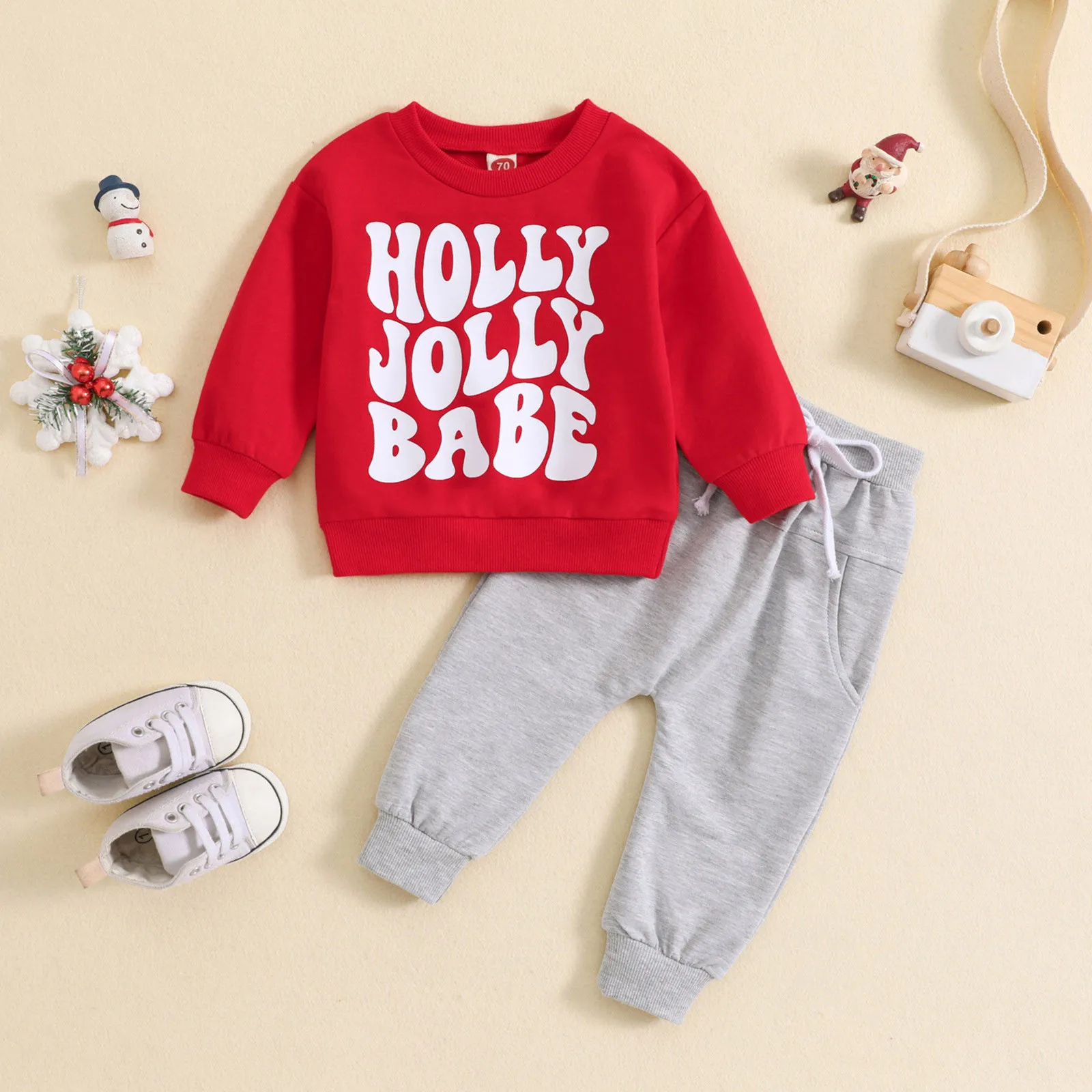 

0-3Y Christmas Costumes Toddler Baby Boys Clothes Sets Long Sleeve Letter Print Sweatshirt Drawstring Pants 2Pcs Sets Tracksuits